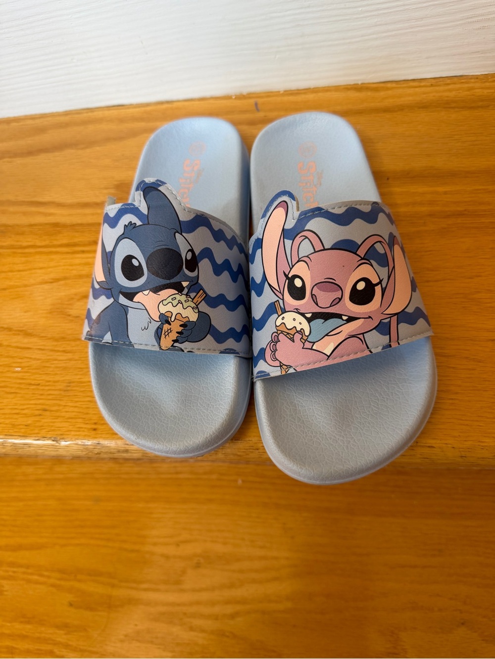 Disney Stitch & Angel Light Blue Kids Slide Sandals